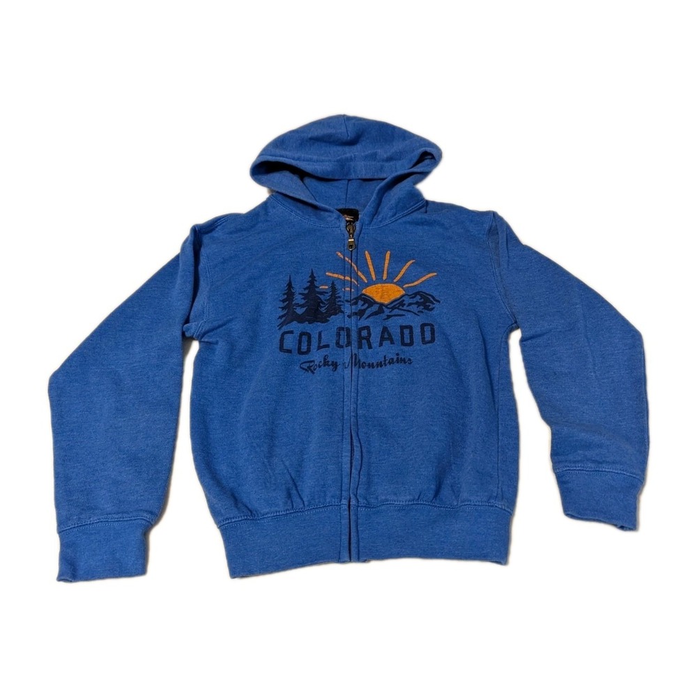 Prairie Mountain Kid Youth Colorado Rocky Mountains Full Zip Hooded Jacket 10/12